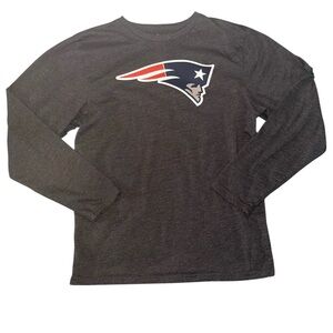 New England Patriots Long Sleeve Tee - Charcoal with Logo